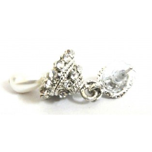 Silver Oxidized Earring Tribal Jhumka Jhumki Push Back Dangle Drop Imitation 7